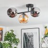 Koyoto Plafondlamp, Kogellampje Amber, Chroom, Rookkleurig, 3-lichts
