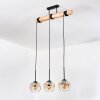 Ripoll Hanglamp, Kogellampje, Hanglamp Natuurlijke kleuren, Zwart, 3-lichts