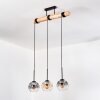 Ripoll Hanglamp, Kogellampje, Hanglamp Natuurlijke kleuren, Zwart, 3-lichts
