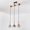 Ripoll Hanglamp, Kogellampje, Hanglamp Natuurlijke kleuren, Zwart, 3-lichts