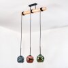 Ripoll Hanglamp, Kogellampje, Hanglamp Natuurlijke kleuren, Zwart, 3-lichts