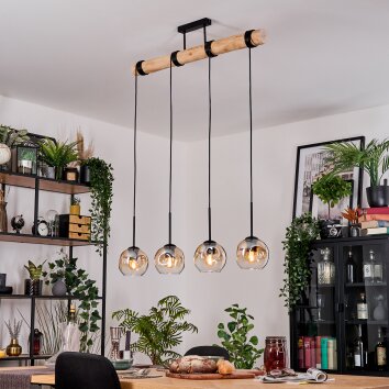 Ripoll Hanglamp, Kogellampje, Hanglamp Natuurlijke kleuren, Zwart, 4-lichts
