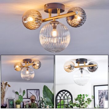 Chehalis Plafondlamp, Kogellampje Goud, Zwart, 3-lichts