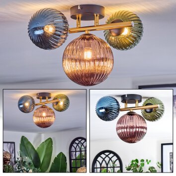 Chehalis Plafondlamp, Kogellampje Goud, Zwart, 3-lichts