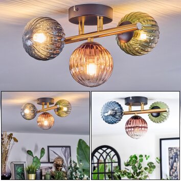 Chehalis Plafondlamp, Kogellampje Goud, Zwart, 3-lichts