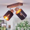 Fallhagen Plafondlamp, Plafondspot Chroom, Hout donker, 2-lichts