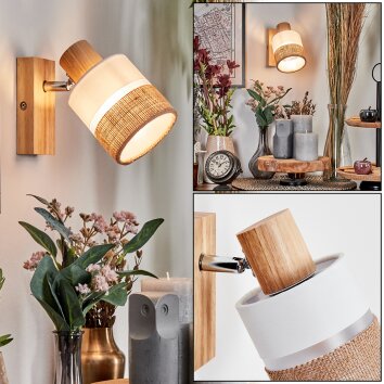 Fallhagen Wandlamp, Muurspot Chroom, Hout licht, 1-licht