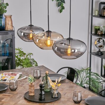 Mertola Hanglamp, Hanglamp Zwart, 3-lichts