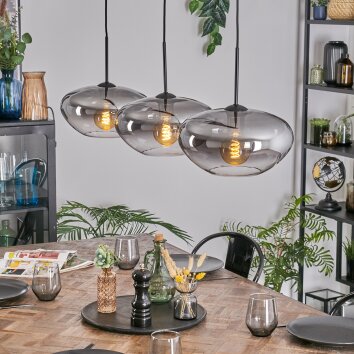 Mertola Hanglamp, Hanglamp Zwart, 3-lichts
