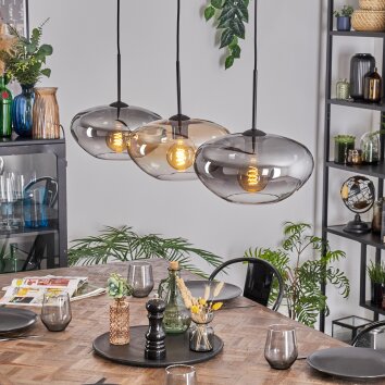 Mertola Hanglamp, Hanglamp Zwart, 3-lichts