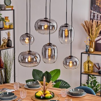 Apedo Hanglamp, Hanglamp Duidelijk, Rookkleurig, 6-lichts