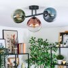 Gastor Plafondlamp, Kogellampje Blauw, Groen, Duidelijk, Koperkleurig, 3-lichts