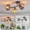 Koyoto Plafondlamp, Kogellampje Amber, Duidelijk, Rookkleurig, 3-lichts