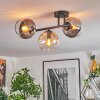 Koyoto Plafondlamp, Kogellampje Amber, Duidelijk, Rookkleurig, 3-lichts