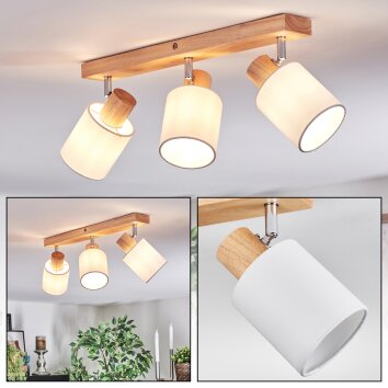 Fallhagen Plafondlamp, Plafondspot Chroom, Hout licht, 3-lichts