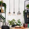 Koyoto Hanglamp, Kogellampje, Hanglamp Natuurlijke kleuren, Zwart, 3-lichts