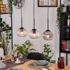Koyoto Hanglamp, Kogellampje, Hanglamp Natuurlijke kleuren, Zwart, 3-lichts