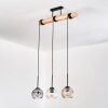 Ripoll Hanglamp, Kogellampje, Hanglamp Natuurlijke kleuren, Zwart, 3-lichts