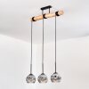 Ripoll Hanglamp, Kogellampje, Hanglamp Natuurlijke kleuren, Zwart, 3-lichts