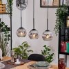 Ripoll Hanglamp, Kogellampje, Hanglamp Natuurlijke kleuren, Zwart, 3-lichts