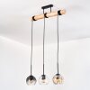 Koyoto Hanglamp, Kogellampje, Hanglamp Natuurlijke kleuren, Zwart, 3-lichts