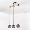 Koyoto Hanglamp, Kogellampje, Hanglamp Natuurlijke kleuren, Zwart, 3-lichts
