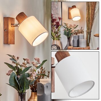 Fallhagen Wandlamp, Muurspot Chroom, Hout donker, 1-licht