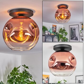 Ripoll Plafondlamp, Kogellampje Duidelijk, Koperkleurig, 1-licht