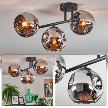 Ripoll Plafondlamp, Kogellampje Chroom, Rookkleurig, 3-lichts