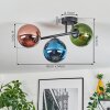 Gastor Plafondlamp, Kogellampje Blauw, Groen, Koperkleurig, 3-lichts