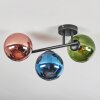 Gastor Plafondlamp, Kogellampje Blauw, Groen, Koperkleurig, 3-lichts
