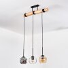 Ripoll Hanglamp, Kogellampje, Hanglamp Natuurlijke kleuren, Zwart, 3-lichts