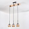 Ripoll Hanglamp, Kogellampje, Hanglamp Natuurlijke kleuren, Zwart, 3-lichts
