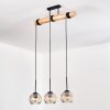 Ripoll Hanglamp, Kogellampje, Hanglamp Natuurlijke kleuren, Zwart, 3-lichts