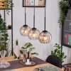 Koyoto Hanglamp, Kogellampje, Hanglamp Natuurlijke kleuren, Zwart, 3-lichts