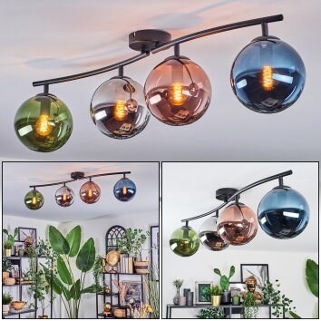 Gastor Plafondlamp, Kogellampje Blauw, Chroom, Groen, Koperkleurig, Rookkleurig, 4-lichts