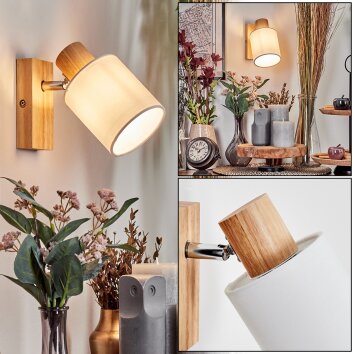 Fallhagen Wandlamp, Muurspot Chroom, Hout licht, 1-licht