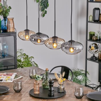 Mertola Hanglamp, Hanglamp Amber, Duidelijk, Rookkleurig, 4-lichts