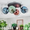 Ripoll Plafondlamp, Kogellampje Blauw, Groen, Koperkleurig, 4-lichts