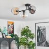 Koyoto Plafondlamp, Kogellampje Amber, Duidelijk, Rookkleurig, 3-lichts
