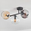 Koyoto Plafondlamp, Kogellampje Amber, Duidelijk, Rookkleurig, 3-lichts
