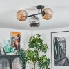 Ripoll Plafondlamp, Kogellampje Amber, Rookkleurig, 3-lichts
