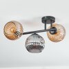 Ripoll Plafondlamp, Kogellampje Amber, Rookkleurig, 3-lichts