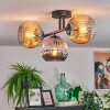 Ripoll Plafondlamp, Kogellampje Amber, Rookkleurig, 3-lichts