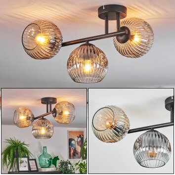 Ripoll Plafondlamp, Kogellampje Amber, Duidelijk, Rookkleurig, 3-lichts