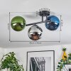 Gastor Plafondlamp, Kogellampje Blauw, Chroom, Groen, Rookkleurig, 3-lichts
