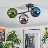 Gastor Plafondlamp, Kogellampje Blauw, Chroom, Groen, Rookkleurig, 3-lichts