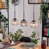 Koyoto Hanglamp, Kogellampje, Hanglamp Natuurlijke kleuren, Zwart, 3-lichts