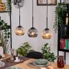Koyoto Hanglamp, Kogellampje, Hanglamp Natuurlijke kleuren, Zwart, 3-lichts