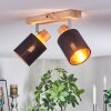 Fallhagen Plafondlamp, Plafondspot Chroom, Hout licht, 2-lichts